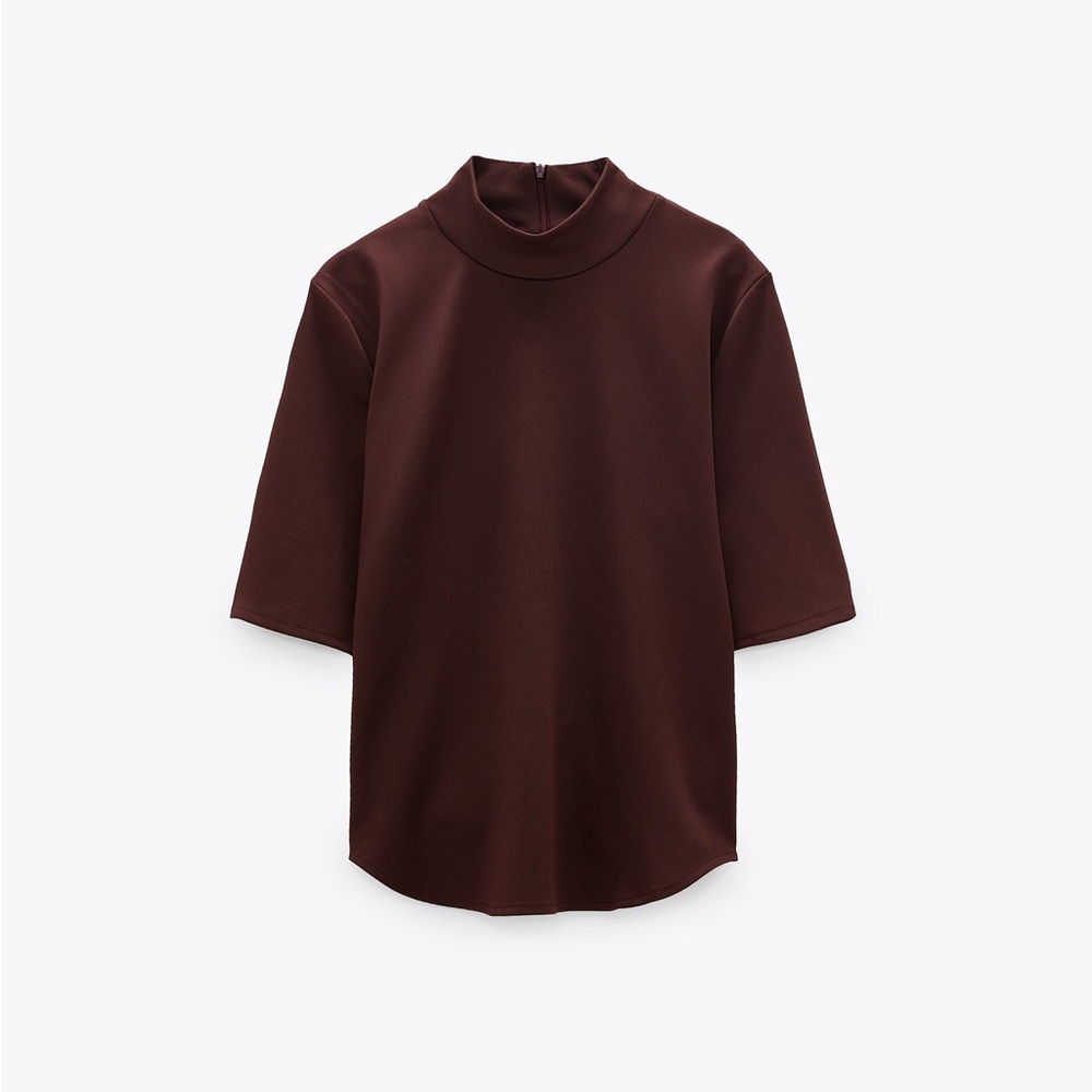 NWT ZARA RIBBED HIGH NECK TOP